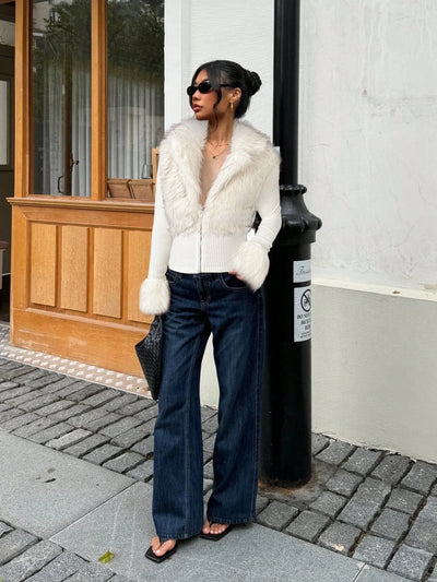 Chiara | Laréa Kurtka Krótka z Kołnierzem z Futra