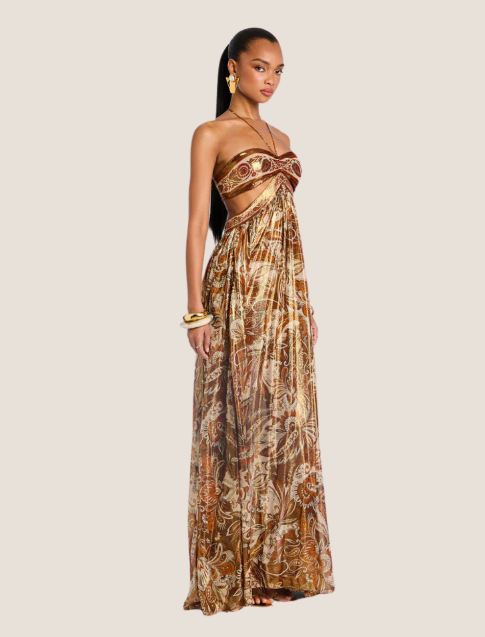 Lucía | Calissara Sukienka Maxi z Etnicznym Akcentem