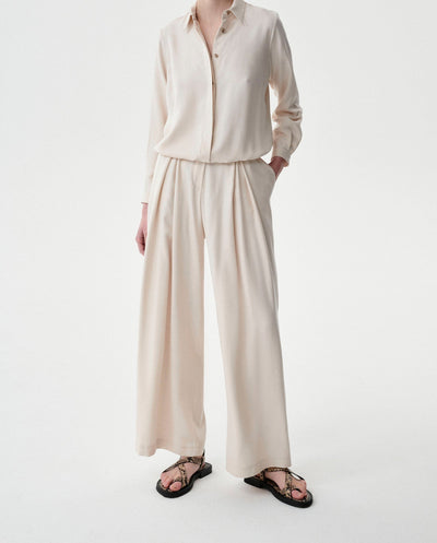 Spodnie tencel Ibell kremowe