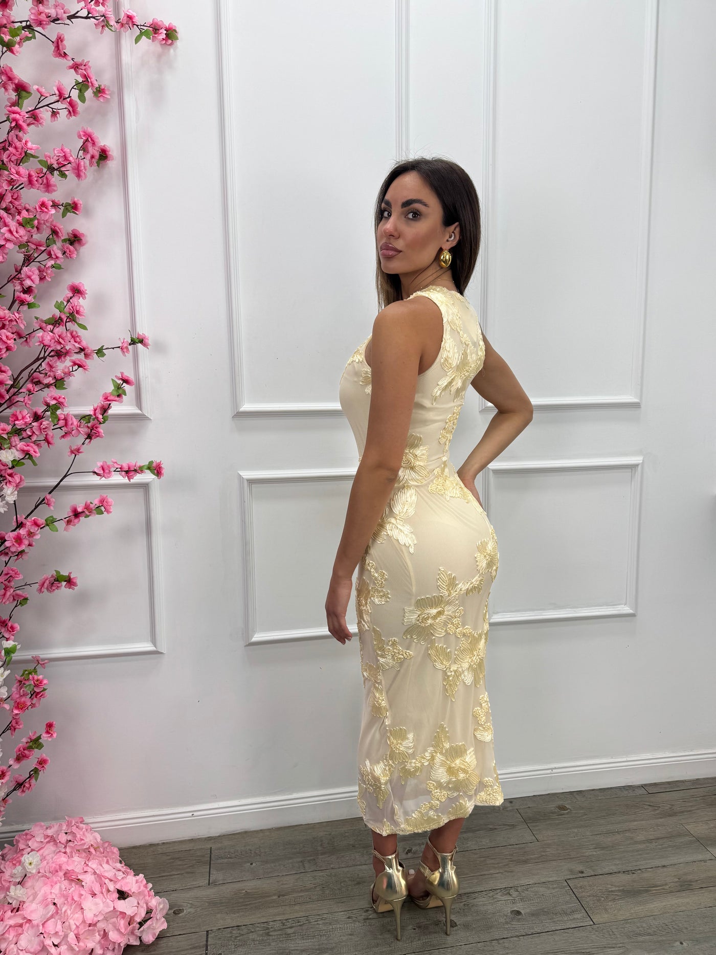 Czerwiec | Serelia Elegancka Sukienka Wieczorowa z Kwiatowym Wzorem