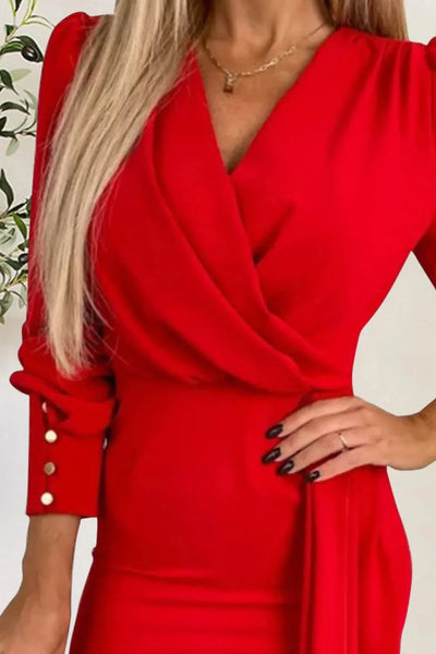 Ainhoa | Marzena Elegancka Sukienka Krzyżowa z Dekoracyjnym Drapowaniem