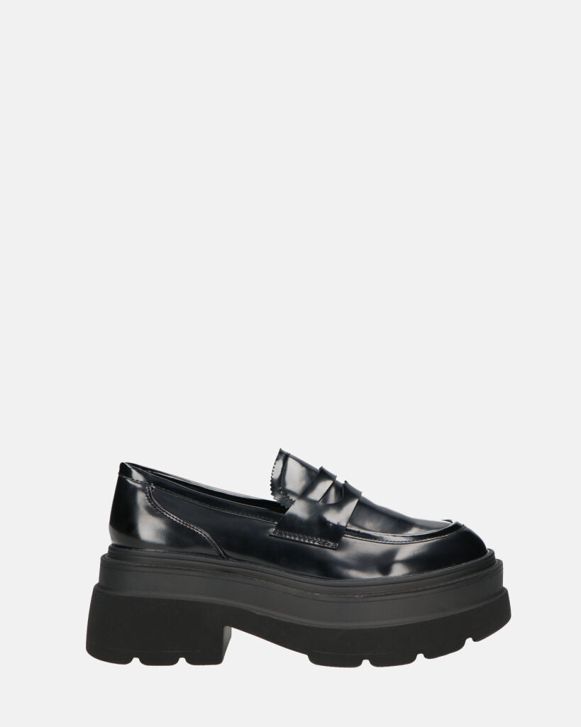 BICE | Czarne Mokasyny na Platformie