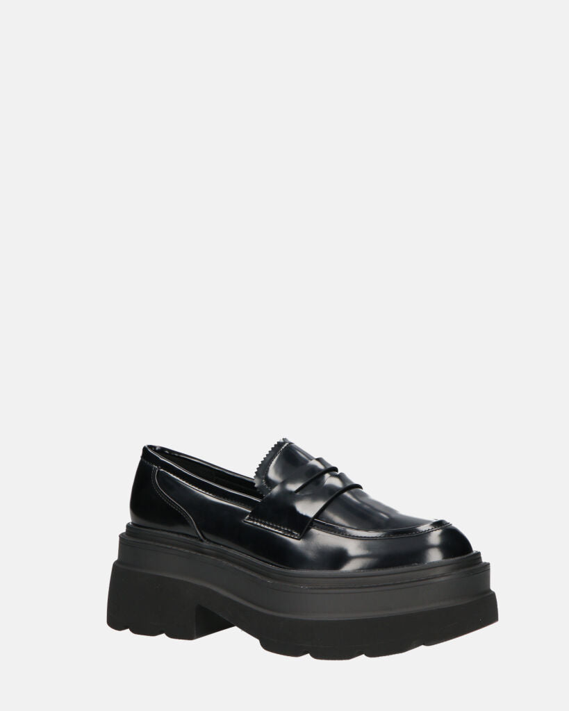 BICE | Czarne Mokasyny na Platformie