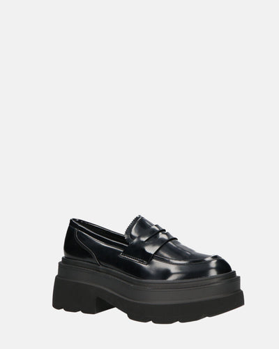 BICE | Czarne Mokasyny na Platformie