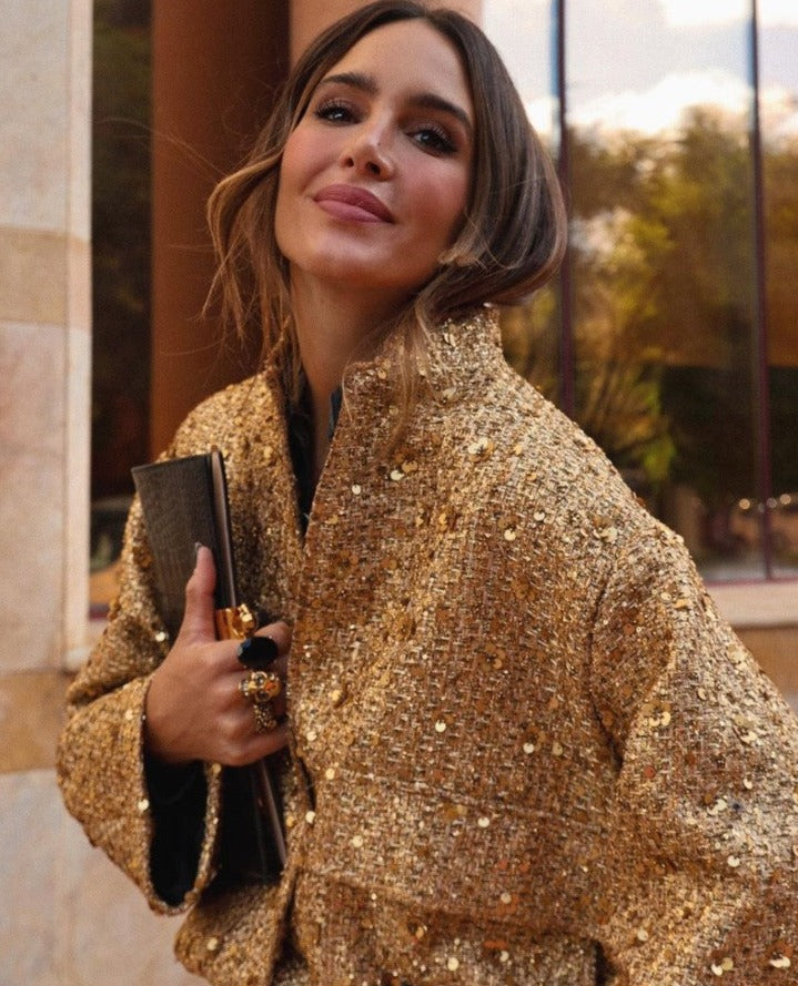 JACKIE | Złota Kurtka z Blaskiem