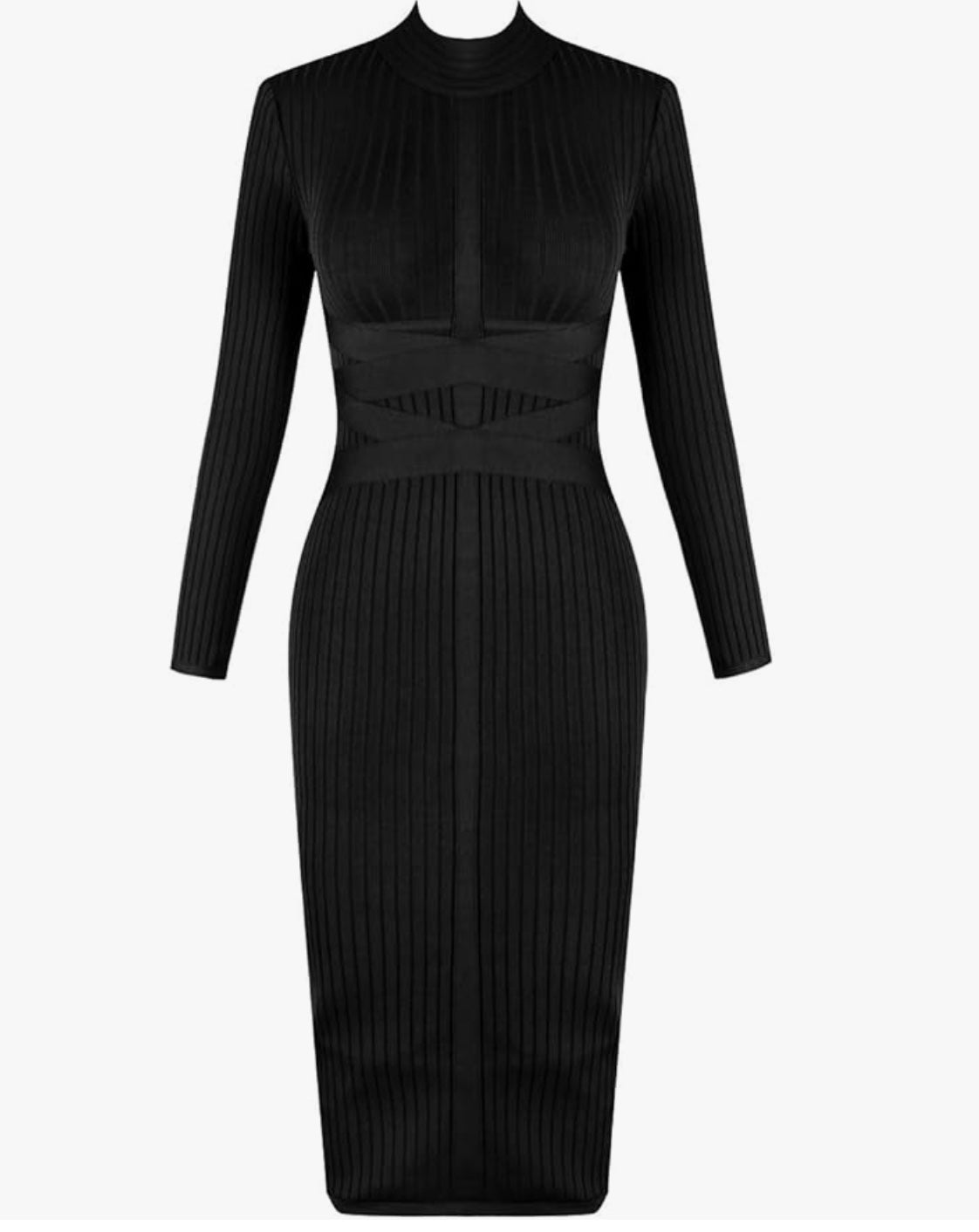 Aurora | Czarna Sukienka z Długim Rękawem