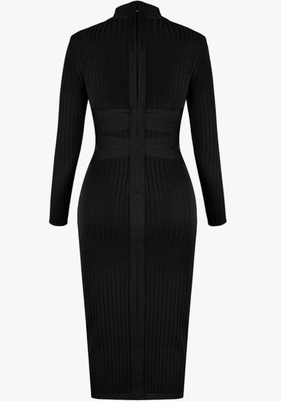 Aurora | Czarna Sukienka z Długim Rękawem