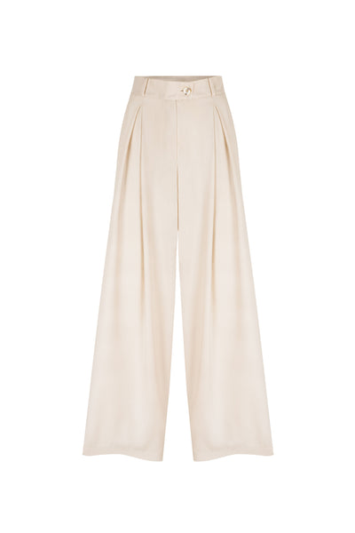 Spodnie tencel Ibell kremowe