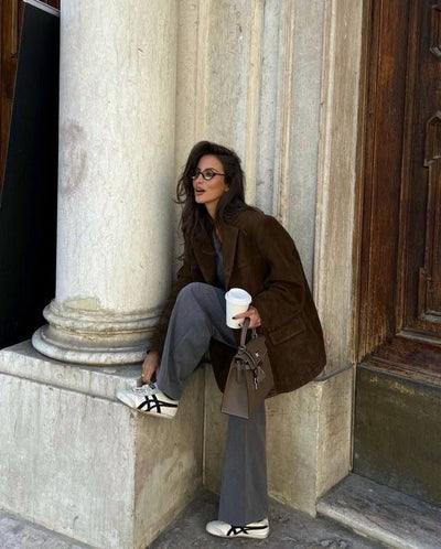 Eva | Zamszowa Kurtka Na Jesień | Ciepła i Modna