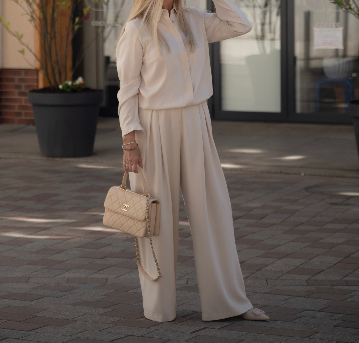 Spodnie tencel Ibell kremowe