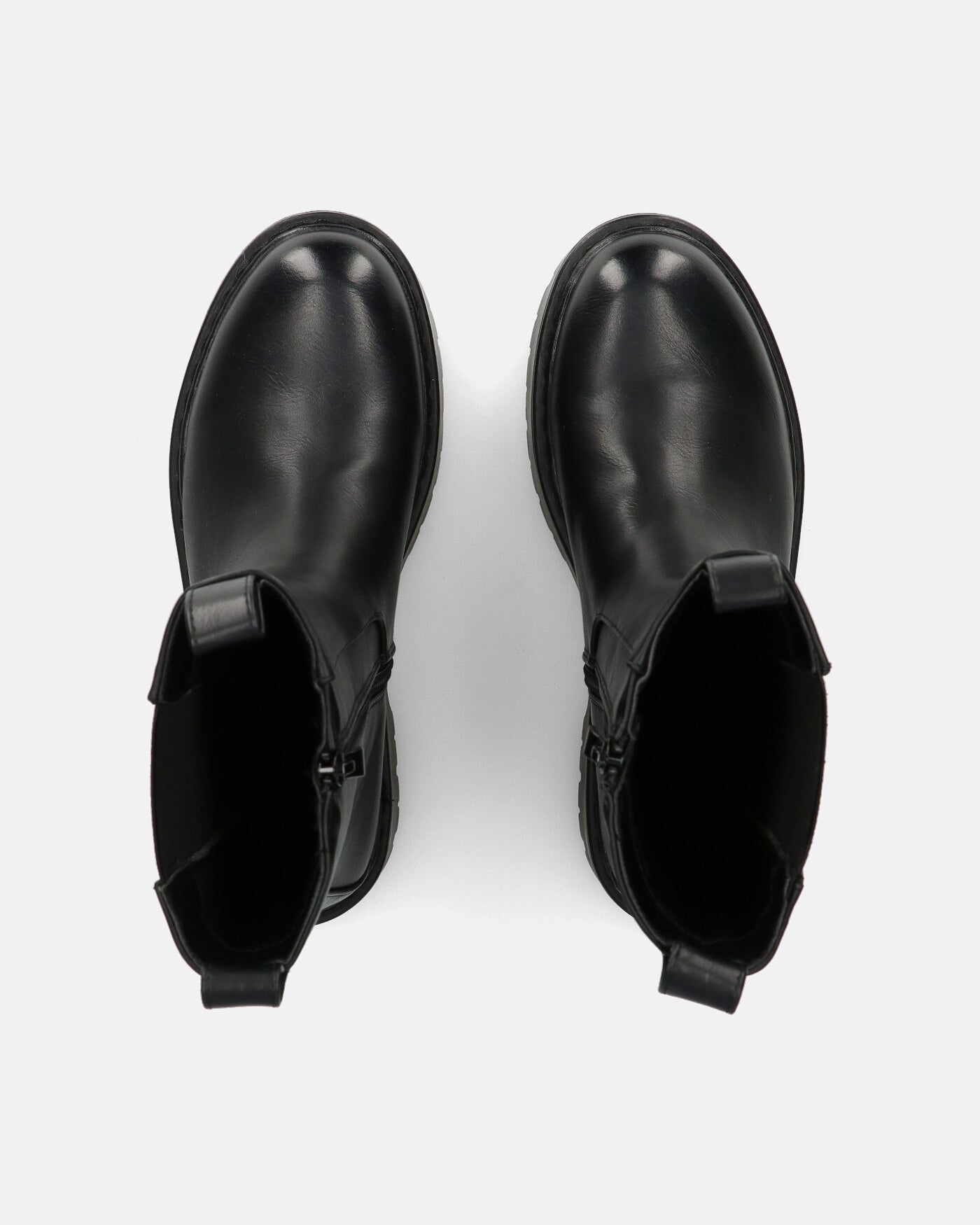 JUNY | Czarne Botki Z Platformą I Elastyczną Taśmą