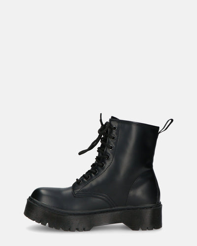 MENNY | Botki Wojskowe Z Sznurówkami Do Kostki W Eko-Skórze