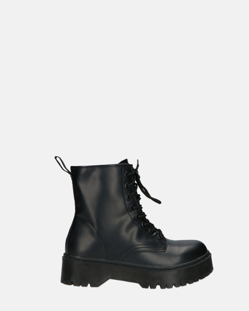 MENNY | Botki Wojskowe Z Sznurówkami Do Kostki W Eko-Skórze