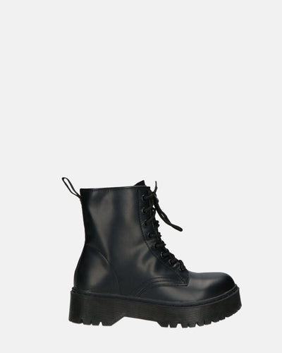 MENNY | Botki Wojskowe Z Sznurówkami Do Kostki W Eko-Skórze