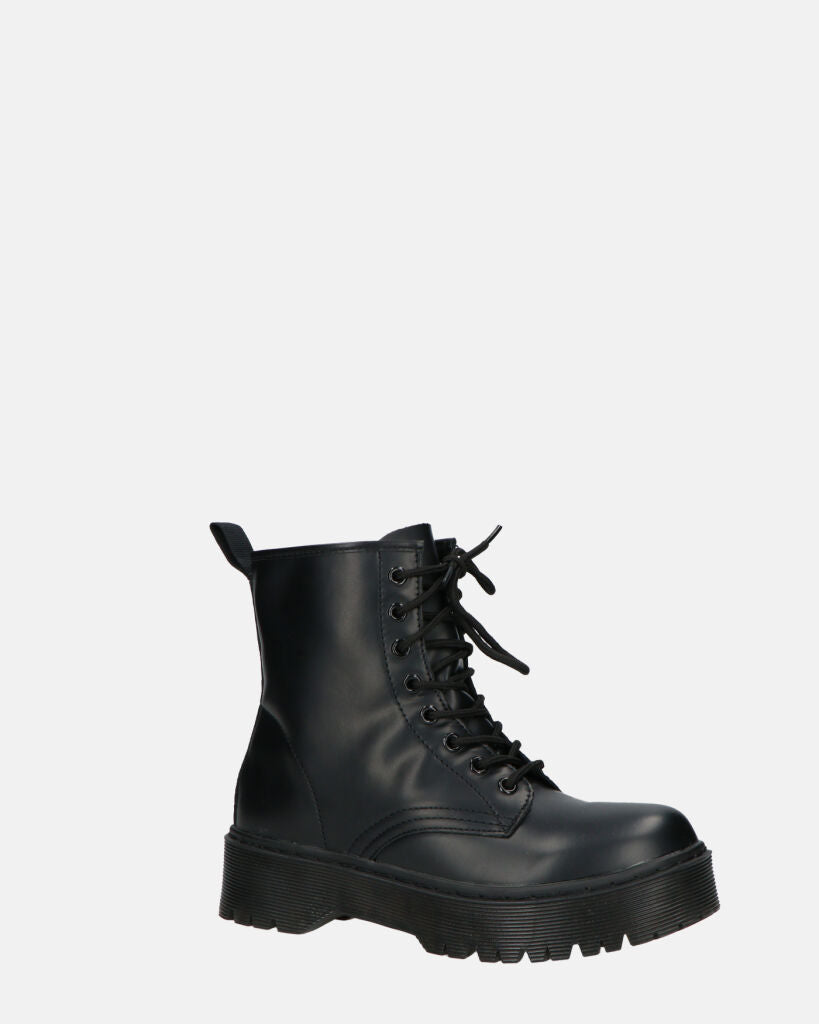 MENNY | Botki Wojskowe Z Sznurówkami Do Kostki W Eko-Skórze