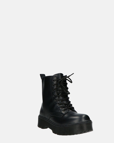 MENNY | Botki Wojskowe Z Sznurówkami Do Kostki W Eko-Skórze