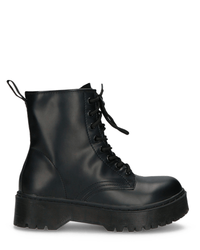 MENNY | Botki Wojskowe Z Sznurówkami Do Kostki W Eko-Skórze