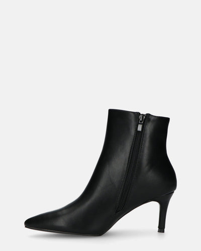 MYZA | Czarne Botki Na Obcasie Stiletto Z Boczny Zamek