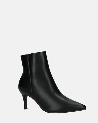 MYZA | Czarne Botki Na Obcasie Stiletto Z Boczny Zamek