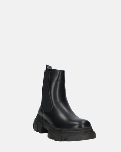 NORMA | Botki z Boczny Zamek z Czarnej Skóry Syntetycznej