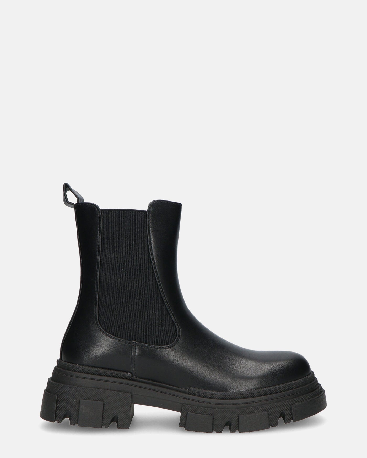 NORMA | Botki z Boczny Zamek z Czarnej Skóry Syntetycznej