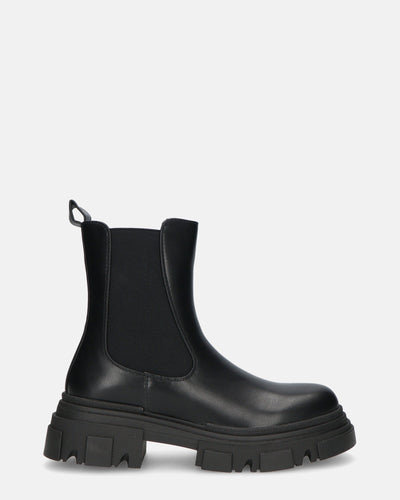 NORMA | Botki z Boczny Zamek z Czarnej Skóry Syntetycznej