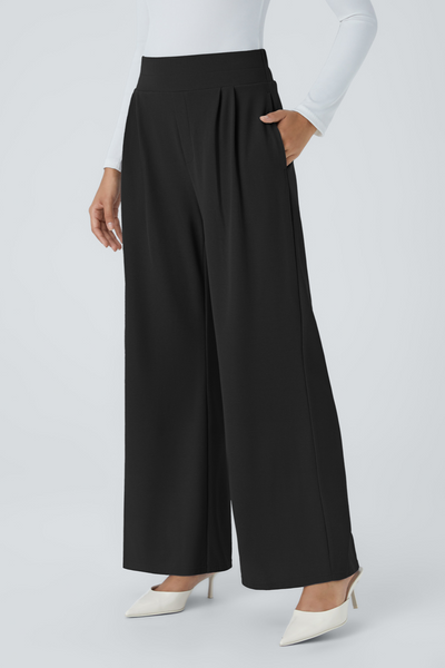 Alicia | Spodnie z szerokimi nogawkami, plisowane, z wysokim stanem i kieszeniami