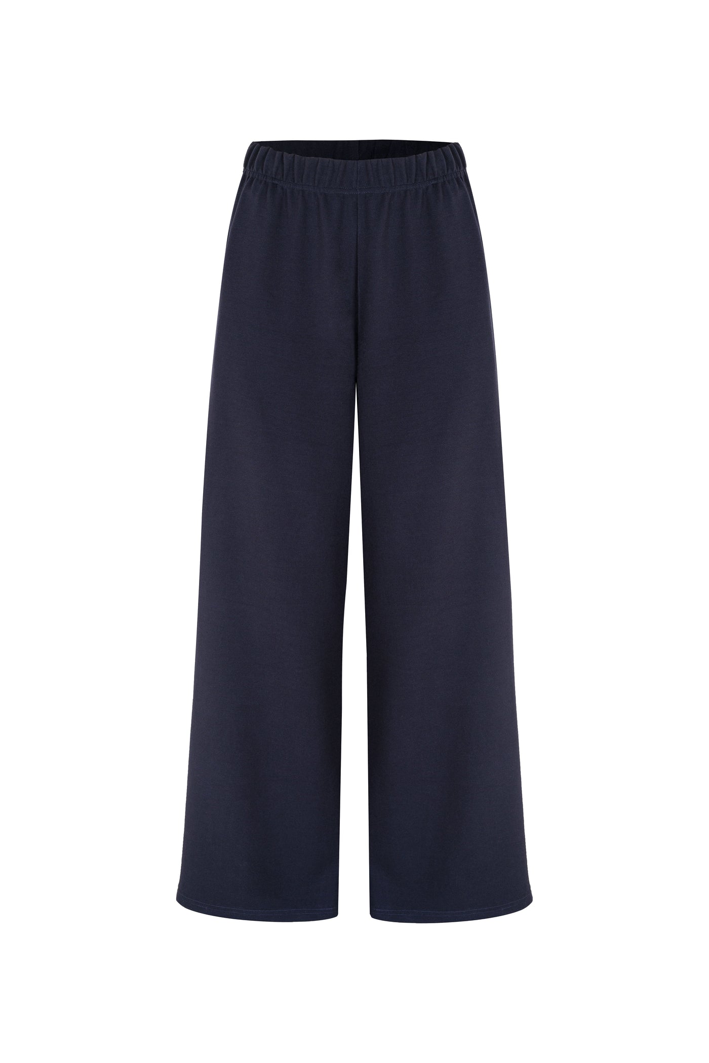 Selinne – Granatowe Spodnie z Szeroką Nogawką
