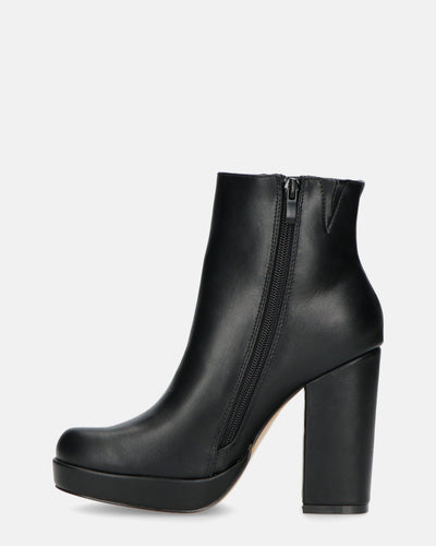 RORY | Czarne Botki Z Obcasem I Boczny Zamek
