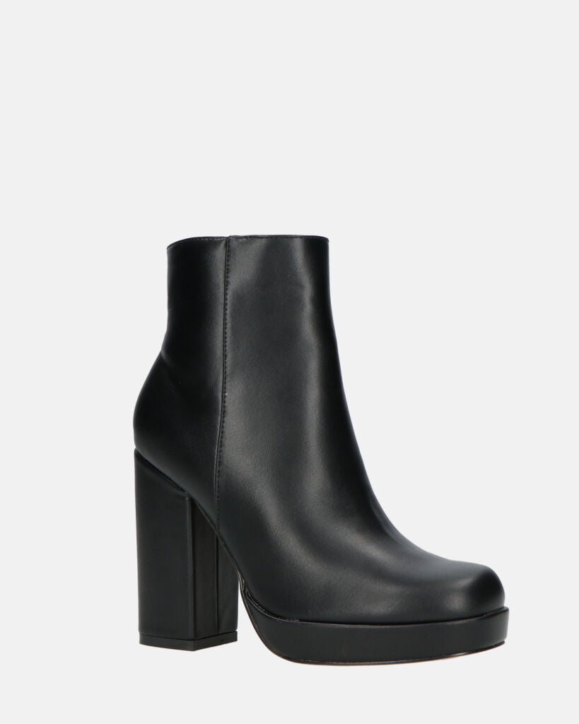 RORY | Czarne Botki Z Obcasem I Boczny Zamek