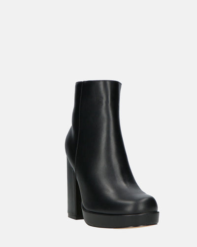 RORY | Czarne Botki Z Obcasem I Boczny Zamek