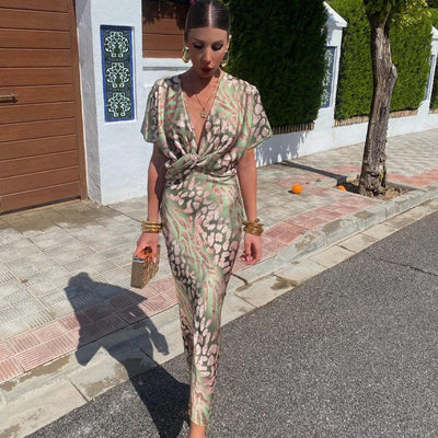 Roxanne | Długa Sukienka Aksamitna z Kwiatowym Wzorem