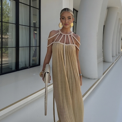 Nefira | Sukienka z Cienkimi Ramiączkami i Odkrytymi Plecami