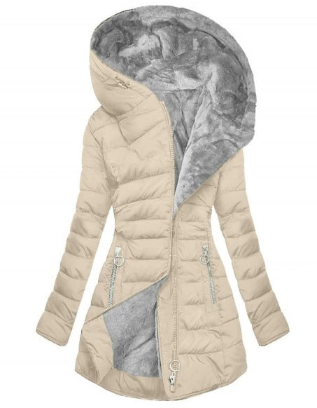 Kori | Przytulny płaszcz wyłożony skórą