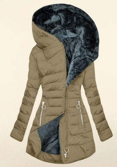 Kori | Przytulny płaszcz wyłożony skórą