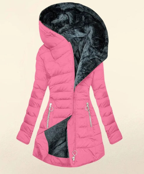 Kori | Przytulny płaszcz wyłożony skórą