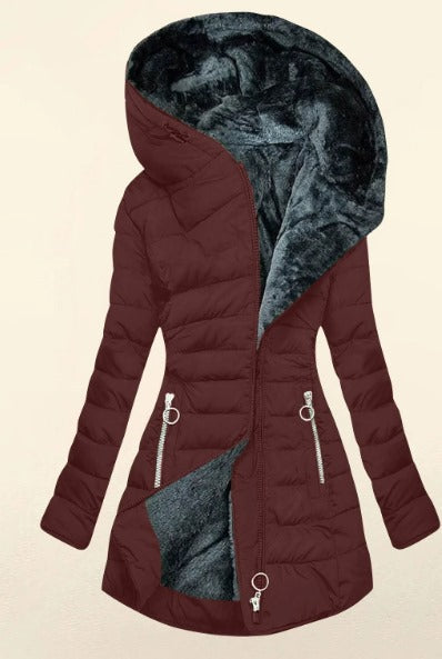 Kori | Przytulny płaszcz wyłożony skórą