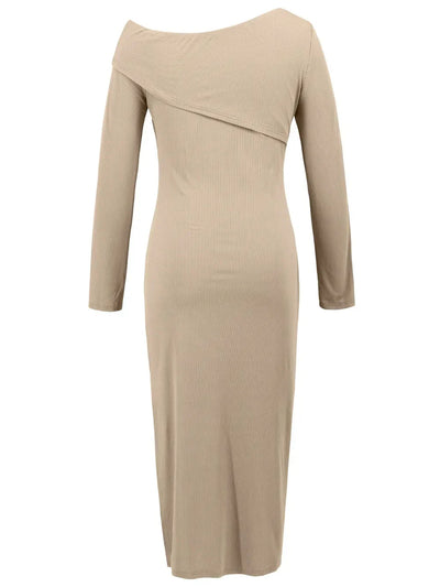 Alessia | Amira Sukienka Midi Asymetryczna z Odkrytym Ramieniem