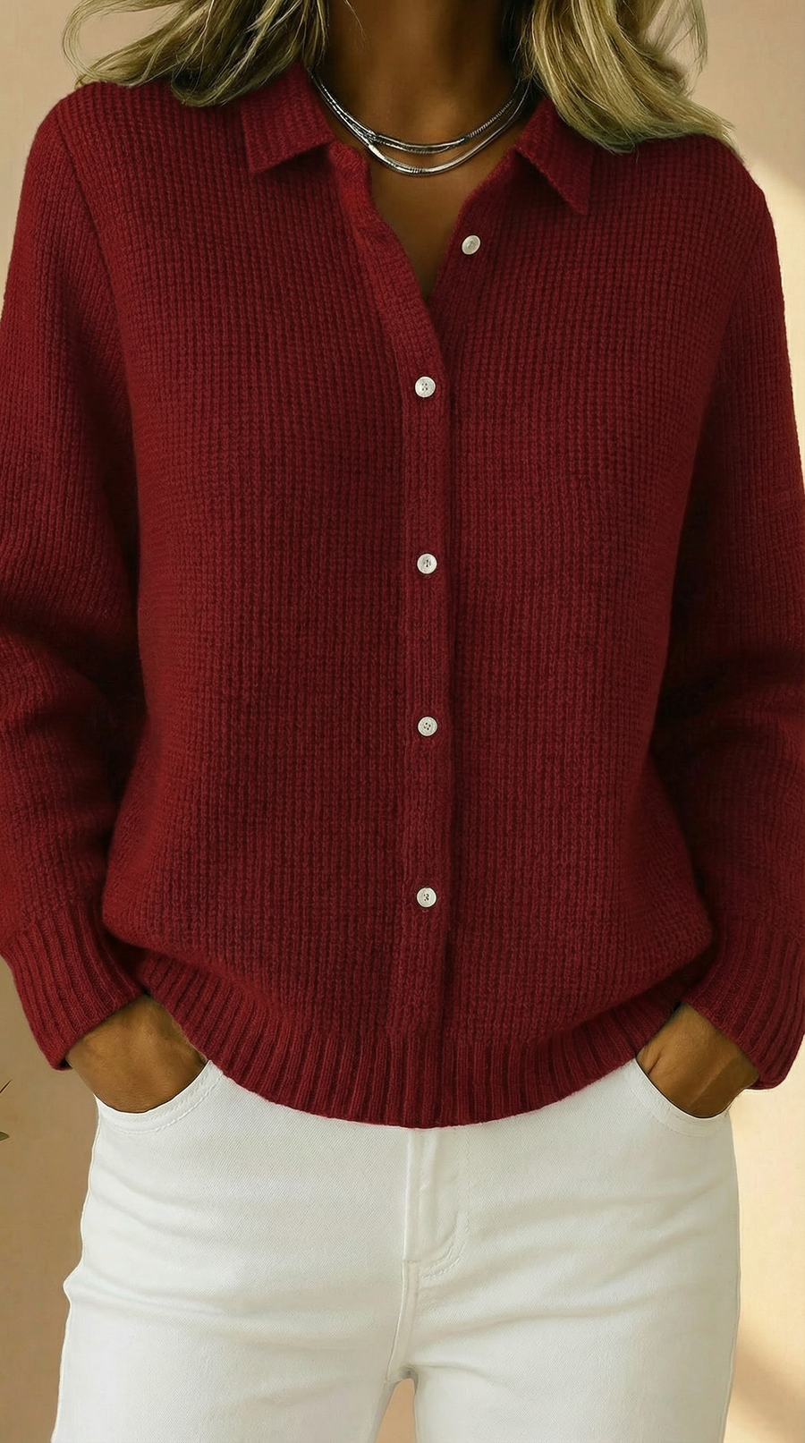 IVANKA | Elegancka damska bluzka dzianinowa z guzikami