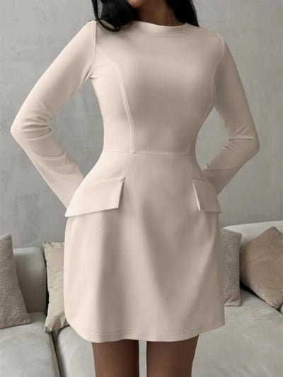 Bianca | Elanesse Elegancka Mini Sukienka z Długim Rękawem